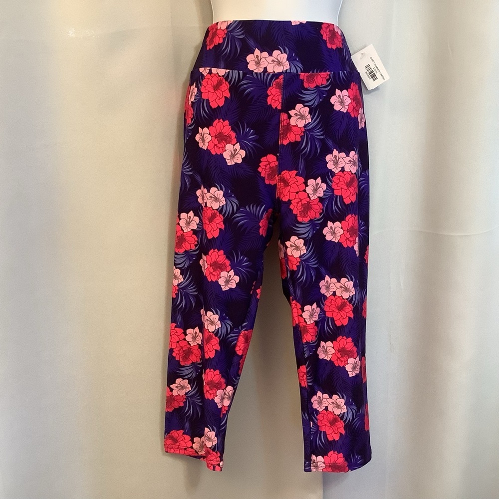 Luv21 Yoga Legging Capris Cropped Women’s Plus/Curvy 12-20 Summer Garden Pattern